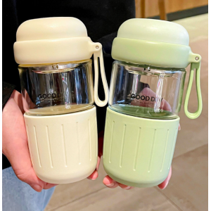 水杯便携办公家用玻璃杯带滤网泡茶杯清新塑玻杯