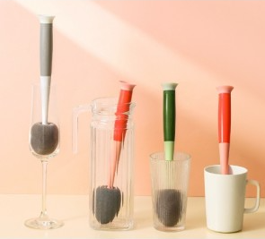 新款美妆蛋杯刷长柄可拆卸清洁刷家用多功能杯口凹槽三合一杯刷